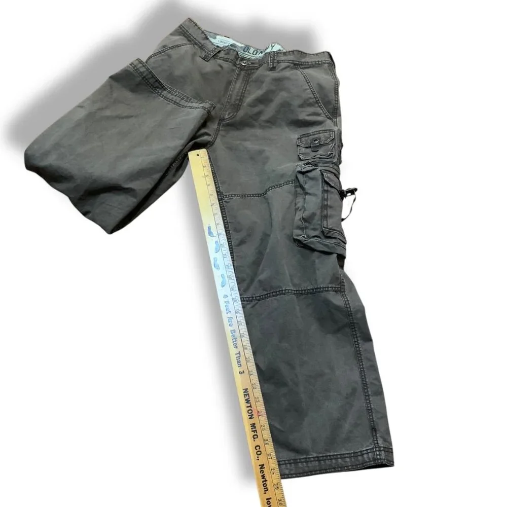 Old Navy Mena Gray Cargo Pants Multiple Pockets Relaxed Fit Sz 34.5 100% Cotton‎